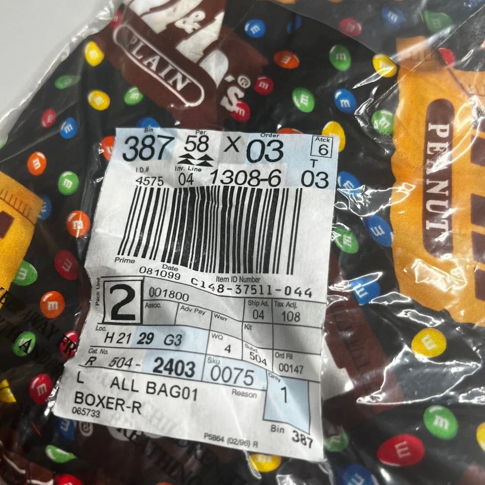 M&Ms Candy All Over Print Novelty Boxer Shorts Mens Large Black Multi NIP